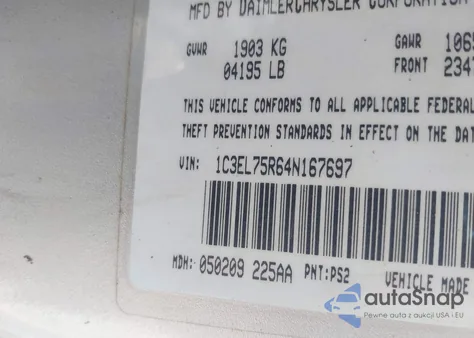 2004 Chrysler Sebring Gtc из США, поврежденный, VIN 1C3EL75R64N167697